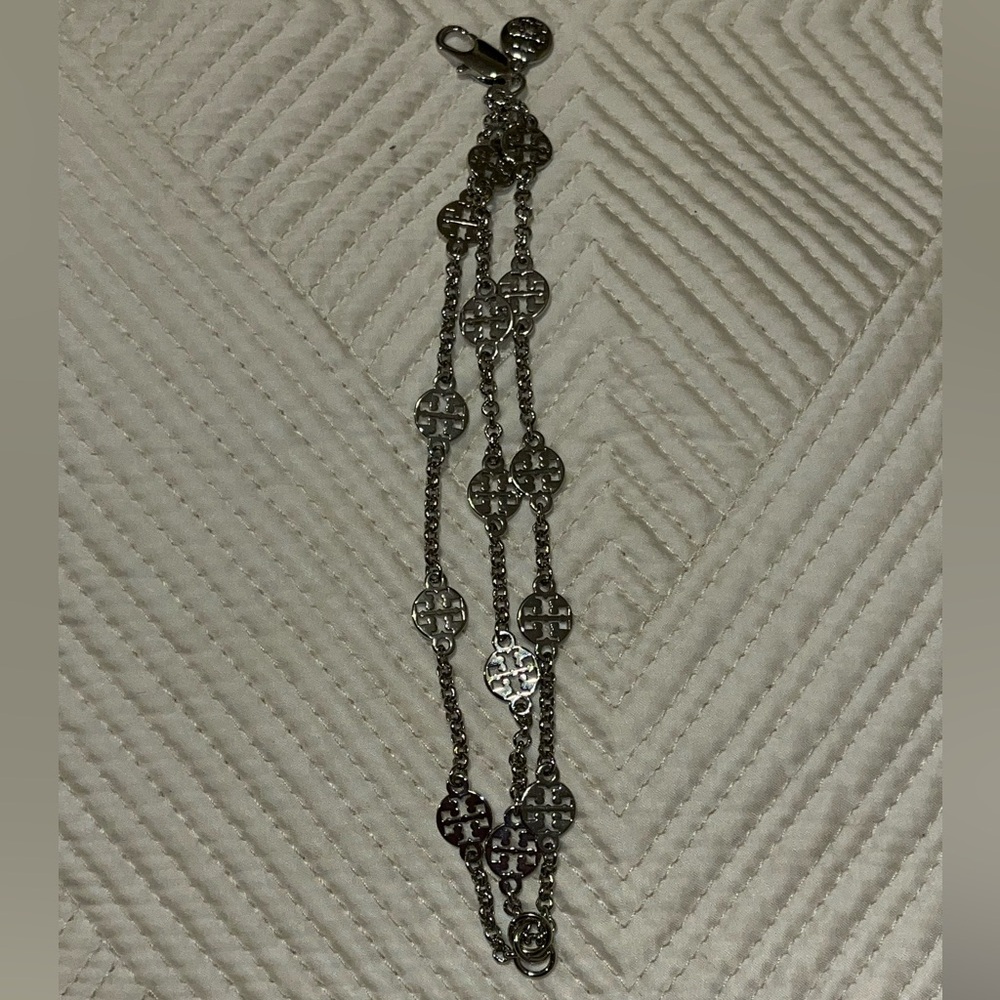 Tory Burch Logo Silver Bracelet and Necklace Set